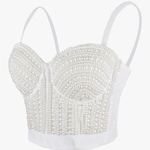 White Bustier with Shimmering Beads